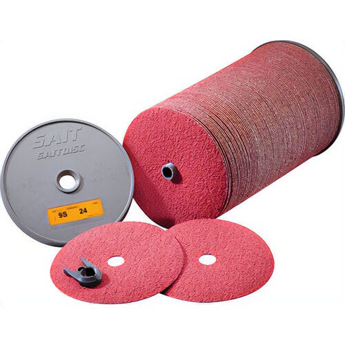 Saitech™ 51352 Close Coated High Performance Premium Abrasive Disc, 5 in dia, 7/8 in Center Hole, 24 Grit, 9S Ceramic Aluminum Abrasive