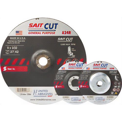 SAIT® 22020 General Purpose Depressed Center Wheel, 4-1/2 in dia x 3/32 in Thick, 7/8 in Center Hole, 24 Grit