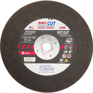SAIT® 23234 Type 1 Burr Free Portable Saw Cut-Off Wheel, 7 in dia x 3/32 in Thick, 5/8 in Center Hole, A24R Grit