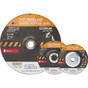 SAIT® 22040 High Performance Pipeline Depressed Center Wheel, 5 in dia x 1/8 in Thick, 7/8 in Center Hole, 24 Grit