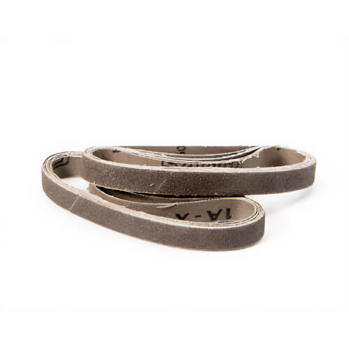 SAIT® 1AX Quick Ship™ 61127 Semi-Friable Coated Abrasive Belt, 3/8 in W x 13 in L, 120 Grit, Medium Grade, Aluminum Oxide Abrasive, Cotton Backing