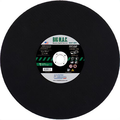 SAIT® BIG M.A.C.™ 23463 Type 1 Portable Saw Cut-Off Wheel, 14 in dia x 1/8 in Thick, 1 in Center Hole, 24 Grit, Silicon Carbide Abrasive