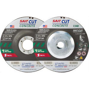 SAIT® 22025 Depressed Center Wheel, 4-1/2 in dia x 3/32 in Thick, 7/8 in Center Hole, 24 Grit, Silicon Carbide Abrasive