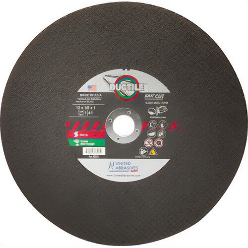 SAIT® Ductile™ 23453 Type 1 Burr Free Portable Saw Cut-Off Wheel, 14 in dia x 1/8 in Thick, 1 in Center Hole, 24 Grit