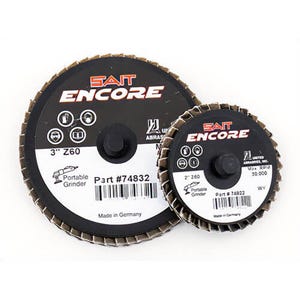 SAIT® Sait-Lok-R™ Encore 74833 Close Mini Coated Abrasive Flap Disc, 3 in dia, 80 Grit, Medium Grade, Zirconia Alumina Abrasive, Type 27 Disc
