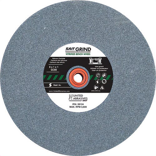 SAIT® 28100 General Purpose Bench Grinding Wheel, 6 in dia x 3/4 in Thick, 1 in Center Hole, 60 Grit, Silicon Carbide Abrasive