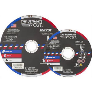 SAIT® The Ultimate Cut™ 22230 Thin High Speed Cut-Off Wheel, 4-1/2 in dia x 0.045 in Thick, 7/8 in Center Hole, 36 Grit