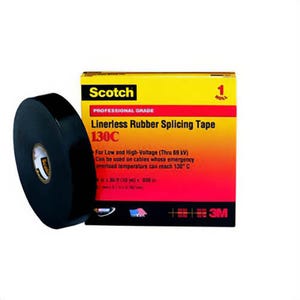 Scotch® 130C-2X30FT Linerless Rubber Splicing Tape 130C, 2 in x 30 ft, Black
