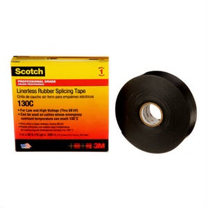 Scotch® 130C-1X30FT Linerless Rubber Splicing Tape 130C, 1 in x 30 ft, Black