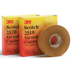 Scotch® 2510-3/4X60FT Varnished Cambric Tape 2510, 3/4 in x 60 ft, Yellow