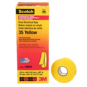 Scotch® 35-3/4X66FT-YL Vinyl Color Coding Electrical Tape 35, 3/4 in x 66 ft