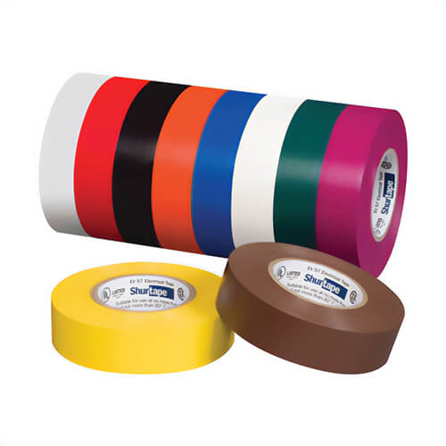 Shurtape® 200784 EV 057C General Purpose Colored Electrical Tape, 66 ft L x 3/4 in W, 7 mil Thick, PVC Backing, Red