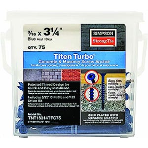 Simpson Strong-Tie® TNT18314TF Titen Turbo 3/16 x 3-1/4 Flat, 100 pc