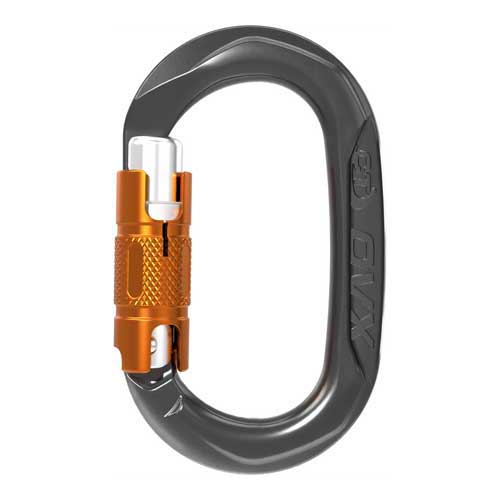 Skylotec H-249-BLK OVX TG Oval Carabiner with Triplex Gate, Corrosion Resistance, Aluminum, Black/Orange, 17 mm Gate Opening