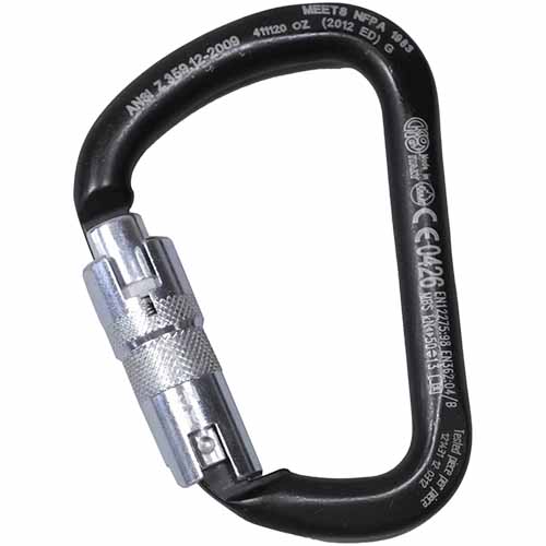 Skylotec H-900015 NFPA Carabiner, for Durability and Professional Look, 3-Stage, High-Strength Steel, Black