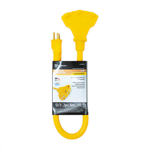 Southwire® 4112SW8802 Type STW Trisource Extension Cord Set, 15 A at 125 VAC, 2 ft L Cord, 3 Conductors