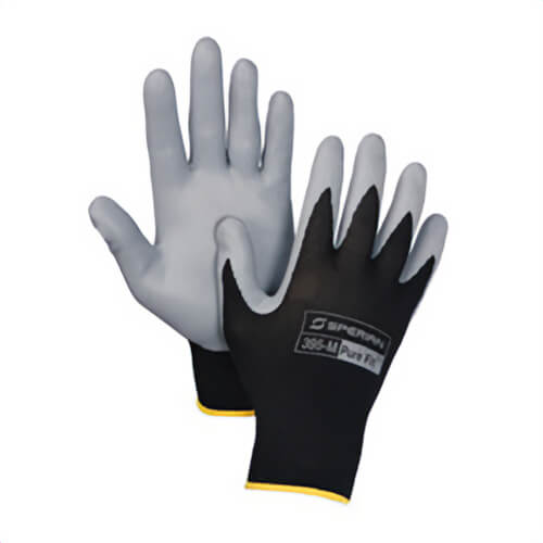 Sperian® by Honeywell 395 Pure Fit™ General Purpose Lightweight Coated Glove, Foamed Nitrile Palm, Abrasion/Cut/Nick Resistant, Black/Gray
