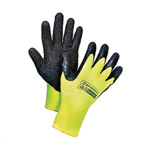 Sperian® By Honeywell 400-M Coated Gloves, Medium Weight, M, Natural Rubber Palm, 10 ga Natural Rubber, Black/Blue, Seamless