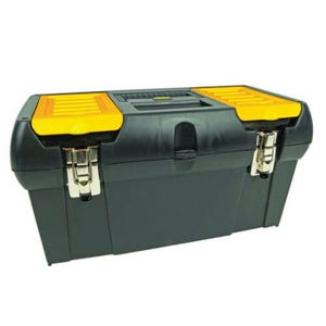 Stanley® 019151M Tool Box with Tray, 2000 Series, 2 Lid Organizers, 9 in H x 19 in W x 10 in D, Built in Pad Lock Eye, Tote Tray