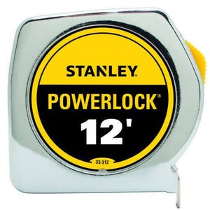 Stanley® 33-312 Heavy Duty Tape Rule, 12 ft L x 3/4 in W Blade, Mylar® Polyester Film Blade, 1/16ths, 1/32nds Graduation