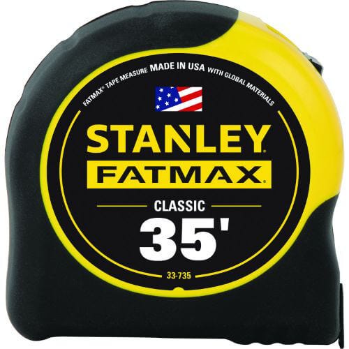 Stanley® 33-735 FatMax® Reinforced Tape Rule with BladeArmor®, 35 ft L x 1-1/4 in W Blade, Mylar® Polyester Film Blade