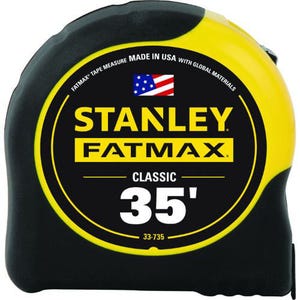 Stanley® 33-735 FatMax® Reinforced Tape Rule with BladeArmor®, 35 ft L x 1-1/4 in W Blade, Mylar® Polyester Film Blade
