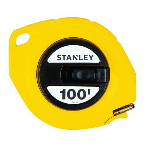 Stanley® 34-106 Long Tape Rule, 100 ft L x 3/8 in W Blade, Steel Blade, 1/8ths Graduation