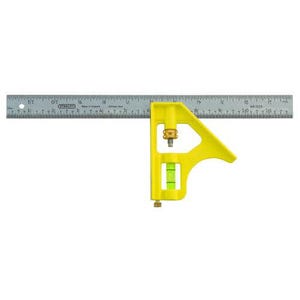Stanley® 46-123 Premium Combination Square, 2 pc, 12 in L x 1 in W, Steel Blade, Square Head