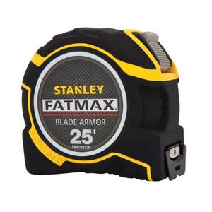 Stanley® FMHT33338L FatMax® Measure Tape, 25 ft L x 1-1/4 in W Blade, BladeArmor® Metal Blade, 1/16 in Graduation