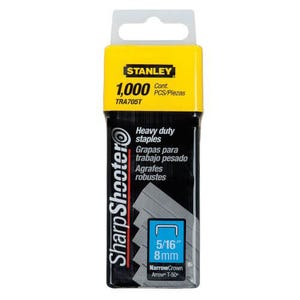 Stanley® TRA705T TRA700 Heavy Duty Narrow Crown Staple, 5/16 in L Leg, Chisel Point, Galvanized Steel, 27/64 in W Crown