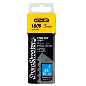 Stanley® TRA706T TRA700 Heavy Duty Narrow Crown Staple, 3/8 in L Leg, Chisel Point, Galvanized Steel, 27/64 in W Crown