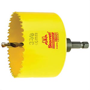 Starrett® ADCH0338 Global Series® Bi-Metal Deep Cut Dual Pitch Hole Saw with Arbor, 3-3/8 in dia, 2 in D Cutting, HSS Cutting Edge, 5/8-18 Arbor