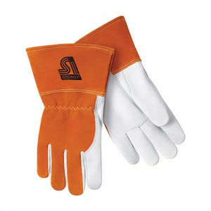 Steiner® 0232-X Premium Grade MIG Welding Gloves, XL, Grain/Split Leather, Rust/Tan, Cotton, Gauntlet Cuff