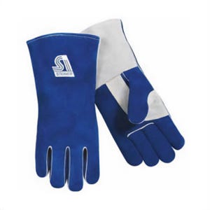 Steiner® 2419B-L Stick Welding Gloves, Large, Premium Side Split Cowhide Leather/Kevlar® Stitching, Blue/Gray
