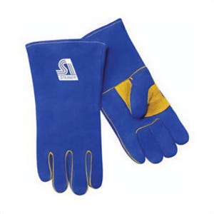 Steiner® 2519B-2X Stick Welding Gloves, 2XL, Premium Side Split Cowhide Leather/Kevlar® Stitching, Blue, Cotton Palm/ThermoCore™ Foam Back, Gauntlet Cuff