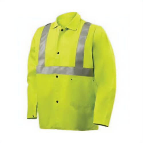 Steiner® Weldlite™ 1070RS-L Anti-Static Flame Retardant Jacket, L, Cotton, Lime Green/Silver Reflective Stripe, Resists: Mildew and Rot