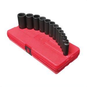 Sunex® 3680 Impact Socket Set, Imperial, 12 Points, 3/8 in Drive, 12 pc, Included Socket Size: 5/16 to 1 in