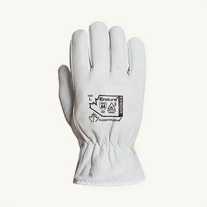 Endura® 378GKGTLS Driver Cut-Resistant Gloves, Small, Goatskin Grain Leather, Knit Wrist Cuff, Resists: Cut and Puncture