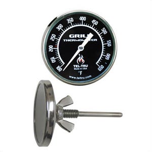 Tel-Tru® 221GEIAHABFAHAA Dial Thermometer, Back Connected, 100°/650°F, 1/4 in - 20, 2.125 in L Stem, 2 in Dial Size