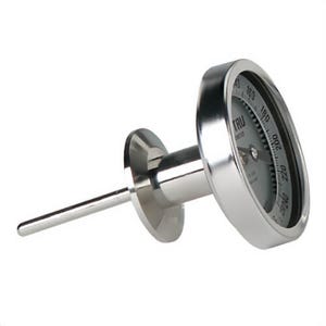 Tel-Tru® 34100267B6NEAAA-20 Dial Thermometer, Back Connected, 0°/250°F, 2 in Sanitary Flange, 2.5 in L Stem, 3 in Dial Size