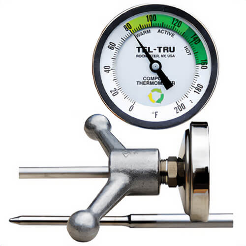 Tel-Tru® 341C4850AKRDAAA Dial Thermometer, Back Connected, 0°/200°F, 1/2 in NPT, 48 in L Stem, 3 in Dial Size