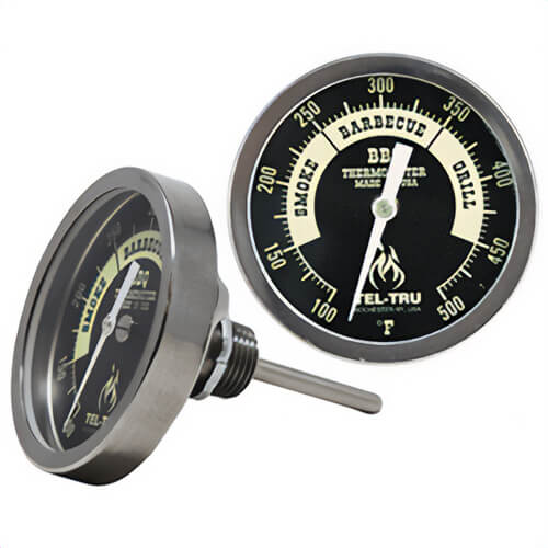 Tel-Tru® 351Z02FBAKLA4AA Dial Thermometer, Back Connected, 100°/500°F, 1/2 in NPT, 2.5 in L Stem, 3 in Dial Size