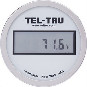 Tel-Tru® ND3CXDV11W1-P12156 Digital Thermometer, Bottom Connected, -67°/302°F, 1/2 in NPT, 15 in L Stem, 3 in Dial Size