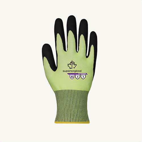 Superior Glove® S21TAXGFN-10 TenActiv™ High Visibility Gloves, Size 10, Knit Wrist Cuff, Resists: Abrasion/Cut/Puncture, Green