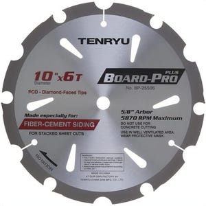 Tenryu BP-25506 Fiber Cement Saw Blade, 10 in, 6 teeth