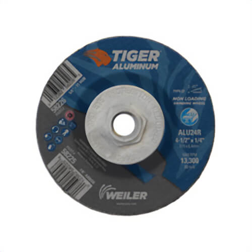 Weiler® 58226 Tiger® Contaminant-Free Non-Loading Performance Line Depressed Center Grinding Wheel, 24 Grit