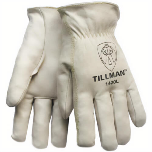 Tillman™ 1420XL Premium Grade General Purpose Gloves, Drivers, XL, Grain Cowhide Leather, Pearl, Rolled Cuff