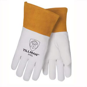 Tillman™ 24CL Premium Grade TIG Welding Gloves, L, Top Grain Kid Skin Back/Kevlar® Stitching, Pearl