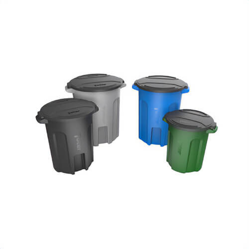 Toter® RND55 Rugged Rim® Round Trash Cans with Integrated Handle, 55 gal
