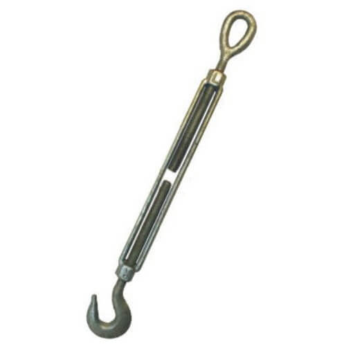 Turnbuckle, Hook/Eye End/End, 3/4 in Thread dia, Working Load: 3000 lb, 6 in Take Up, 15.63 in Closed Length, Drop Forged Steel